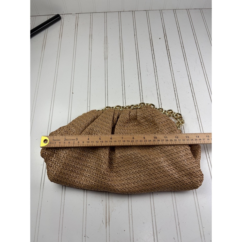 JustFab Vintage Y2K Woven Straw Boho Gold Chain Vacation Beach Shoulder Bag - Picture 9 of 10